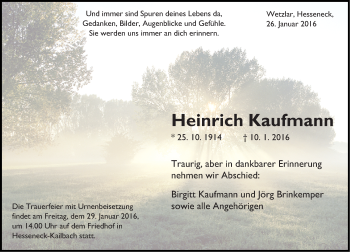 Traueranzeige von Heinrich Kaufmann von trauer.echo-online.de