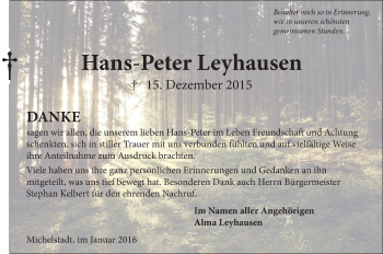 Traueranzeige von Hans-Peter Leyhausen von trauer.echo-online.de
