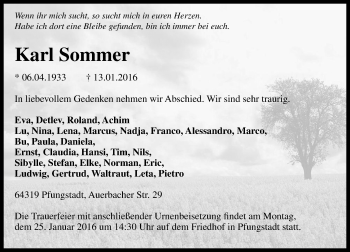 Traueranzeige von Karl Sommer von trauer.echo-online.de