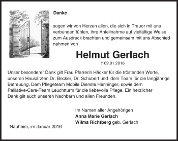 Traueranzeige von Helmut Gerlach von trauer.echo-online.de