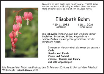 Traueranzeige von Elisabeth Böhm von trauer.echo-online.de