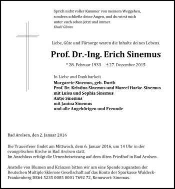Traueranzeige von Erich Sinemus von trauer.echo-online.de