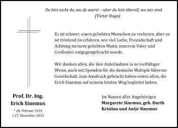 Traueranzeige von Erich Sinemus von trauer.echo-online.de