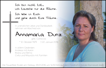 Traueranzeige von Annamaria Dunz von trauer.echo-online.de