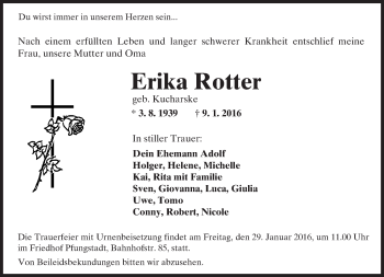 Traueranzeige von Erika Rotter von trauer.echo-online.de