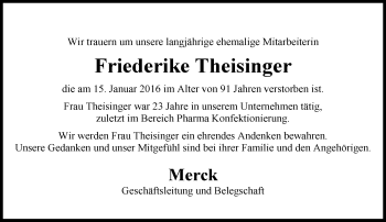 Traueranzeige von Friederike Theisinger von trauer.echo-online.de