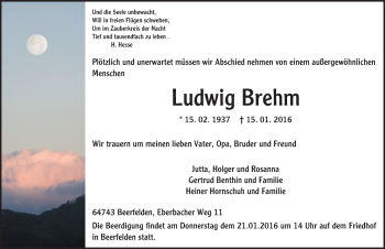 Traueranzeige von Ludwig Brehm von trauer.echo-online.de
