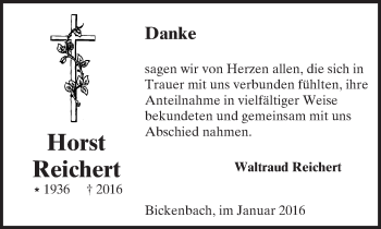 Traueranzeige von Horst Reichert von trauer.echo-online.de