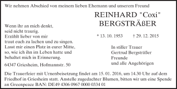 Traueranzeige von Reinhard Bergsträßer von trauer.echo-online.de