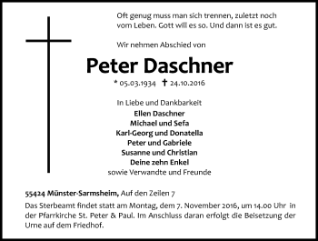 Traueranzeige von Peter Daschner von Trauerportal Rhein Main Presse