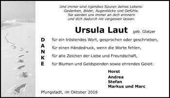 Traueranzeige von Ursula Laut von Trauerportal Echo Online