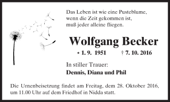 Traueranzeige von Wolfgang Becker von  Kreisanzeiger