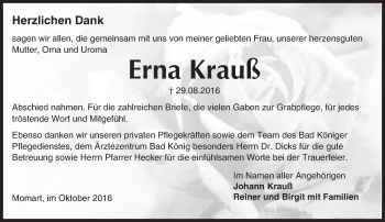 Traueranzeige von Erna Krauß von Trauerportal Echo Online