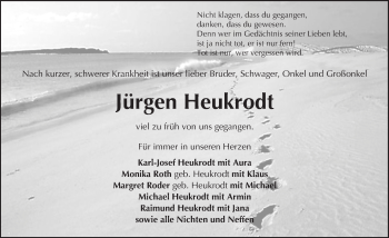 Traueranzeige von Jürgen Heukrodt von Trauerportal Rhein Main Presse