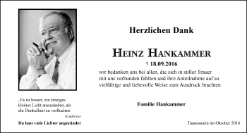 Traueranzeige von Heinz Hankammer von Trauerportal Rhein Main Presse