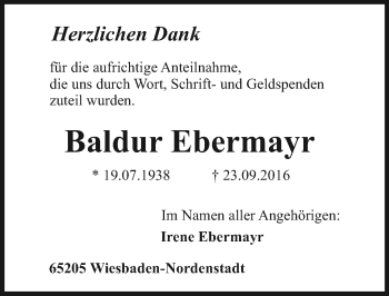 Traueranzeige von Baldur Ebermayr von Trauerportal Rhein Main Presse