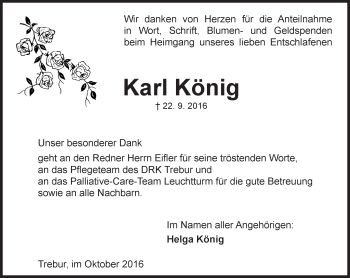 Traueranzeige von Karl König von Trauerportal Rhein Main Presse