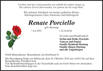 Traueranzeige von Renate Porciello von Trauerportal Echo Online