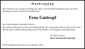 Traueranzeige von Erna Guttropf von Trauerportal Rhein Main Presse