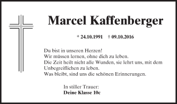 Traueranzeige von Marcel Kaffenberger von Trauerportal Echo Online