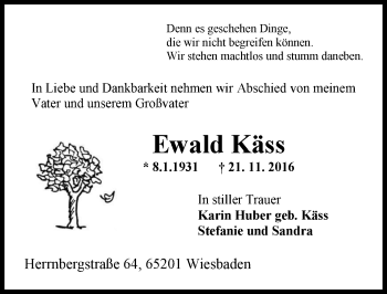 Traueranzeige von Ewald Käss von Trauerportal Rhein Main Presse
