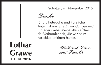 Traueranzeige von Lothar Grawe von  Kreisanzeiger