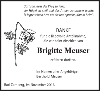 Traueranzeige von Brigitte Meuser von  Camberger Anzeiger