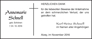 Traueranzeige von Annemarie Schnell von Trauerportal Rhein Main Presse