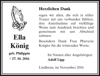 Traueranzeige von Ella König von  Kreisanzeiger