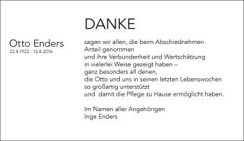 Traueranzeige von Otto Enders von Trauerportal Rhein Main Presse