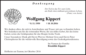 Traueranzeige von Wolfgang Kippert von Trauerportal Rhein Main Presse