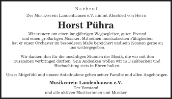 Traueranzeige von Horst Pühra von VRM Trauer
