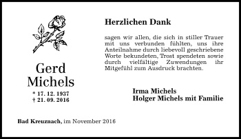 Traueranzeige von Gerd Michels von Trauerportal Rhein Main Presse
