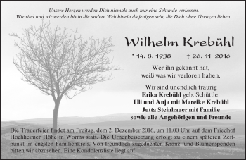 Traueranzeige von Wilhelm Krebühl von Trauerportal Rhein Main Presse