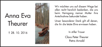 Traueranzeige von Anna Eva Theurer von  Kreisanzeiger