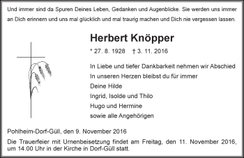 Traueranzeige von Herbert Knöpper von  Gießener Anzeiger