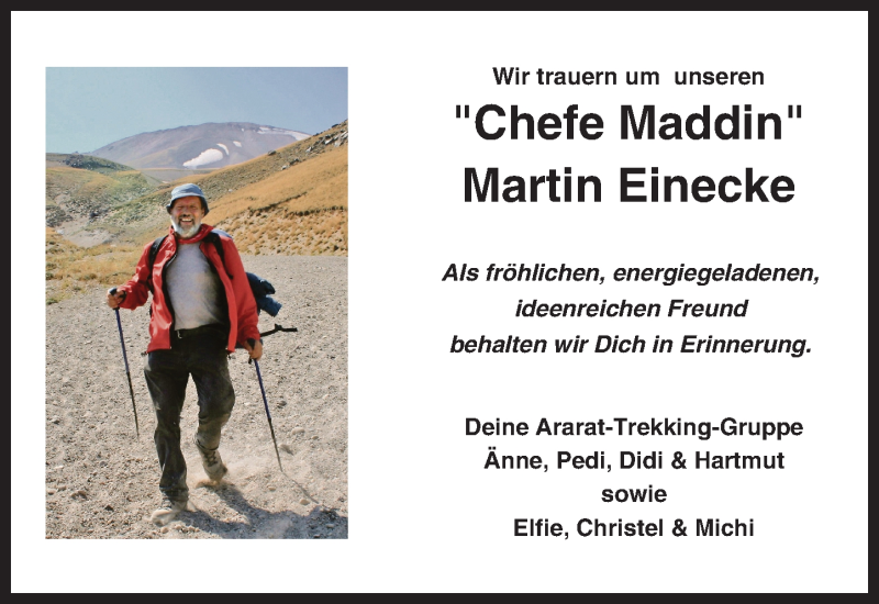  Traueranzeige für Martin Einecke vom 05.11.2016 aus Trauerportal Rhein Main Presse
