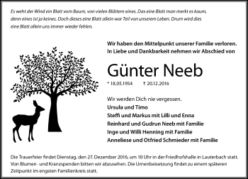 Traueranzeige von Günter Neeb von VRM Trauer