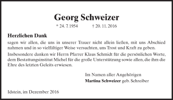 Traueranzeige von Georg Schweizer von Trauerportal Rhein Main Presse