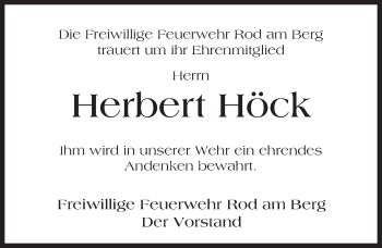 Traueranzeige von Herbert Höck von  Usinger Anzeiger
