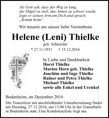 Traueranzeige von Helene Thielke von Trauerportal Rhein Main Presse