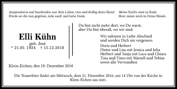 Traueranzeige von Elli Kühn von  Gießener Anzeiger