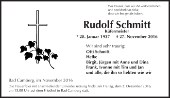 Traueranzeige von Rudolf Schmitt von  Camberger Anzeiger