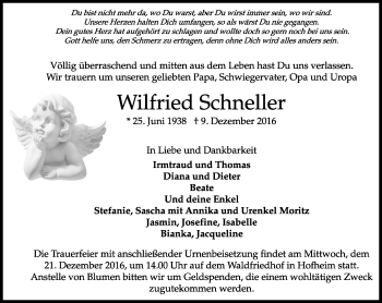 Traueranzeige von Wilfried Schneller von Trauerportal Rhein Main Presse
