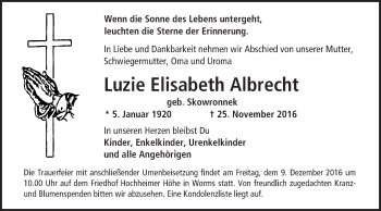 Traueranzeige von Luzie Elisabeth Albrecht von Trauerportal Rhein Main Presse
