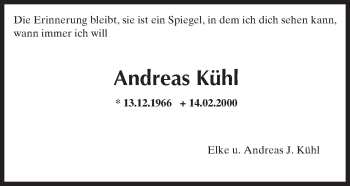 Traueranzeige von Andreas Kühl von Trauerportal Rhein Main Presse