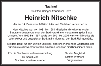 Traueranzeige von Heinrich Nitschke von  Usinger Anzeiger