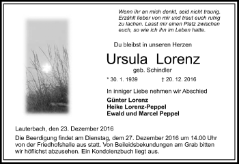 Traueranzeige von Ursula Lorenz von VRM Trauer