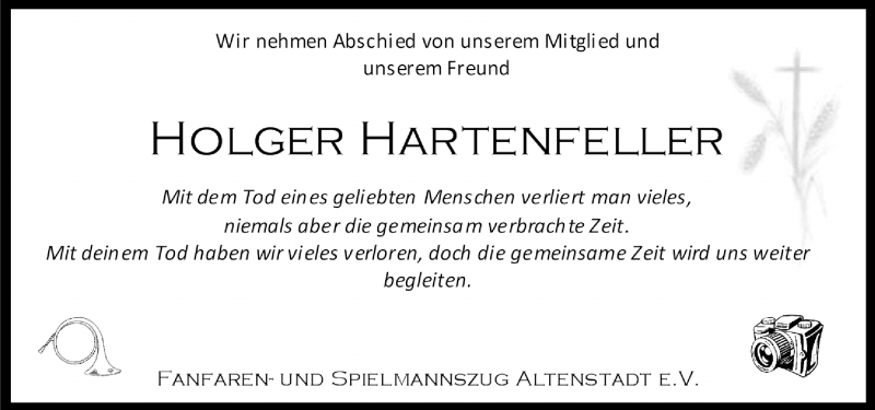  Traueranzeige für Holger Hartenfeller vom 24.12.2016 aus  Kreisanzeiger