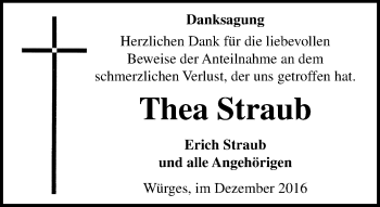 Traueranzeige von Thea Straub von  Camberger Anzeiger